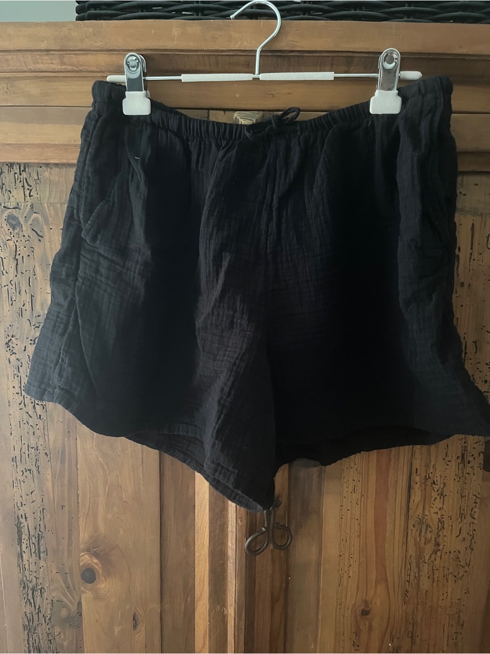 GAP Black Cotton Gauze Drawstring Lounge Shorts size Large Tall